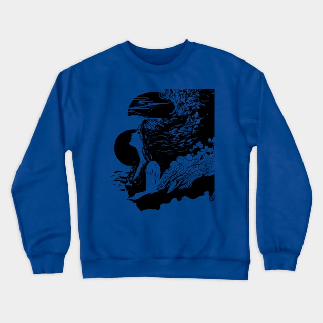 Ocean Waves And Girl With A Smiley Face Crewneck Sweatshirt by i am Cuta